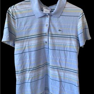 Lacoste blue striped polo size 42/L. No rips or stains
